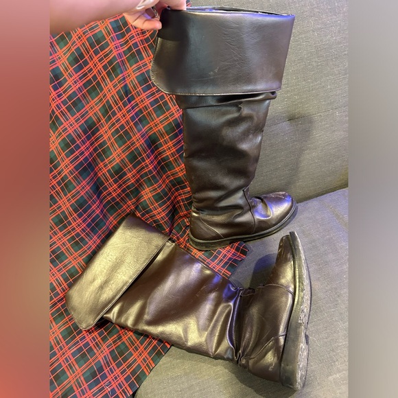 Brown Knee-high Folded “Jack Boots” Synthetic Leather, Mens 9/42 - Picture 12 of 13